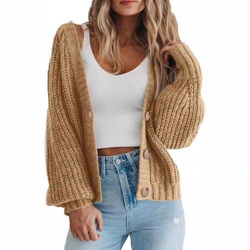 Damen Strickjacke mit Ballonärmeln Drune