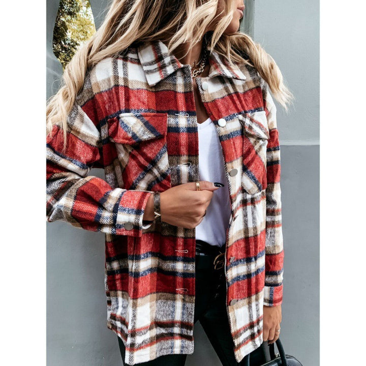 Damen Karomuster Flanelljacke Drune