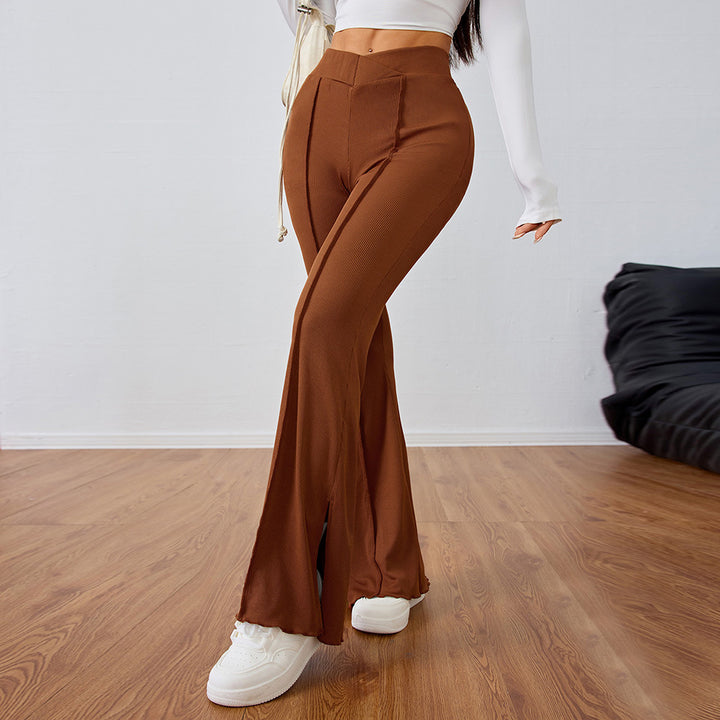 Damen elegante Flared-Hose mit seitlichen Schlitzdetails Drune