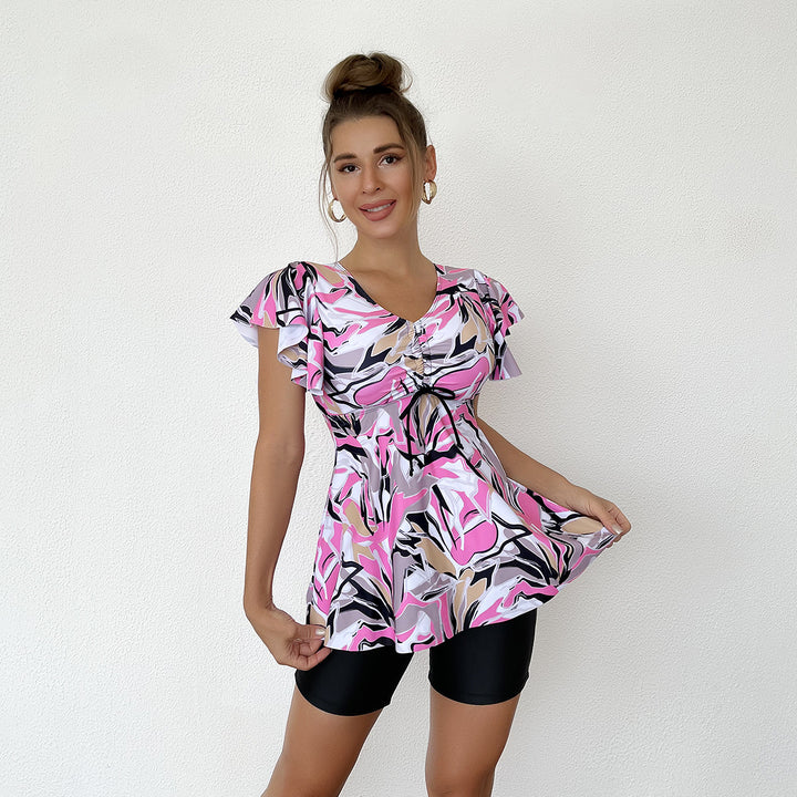 Damen modischer Badeanzug mit Rüschen und kurzer Hose Drune