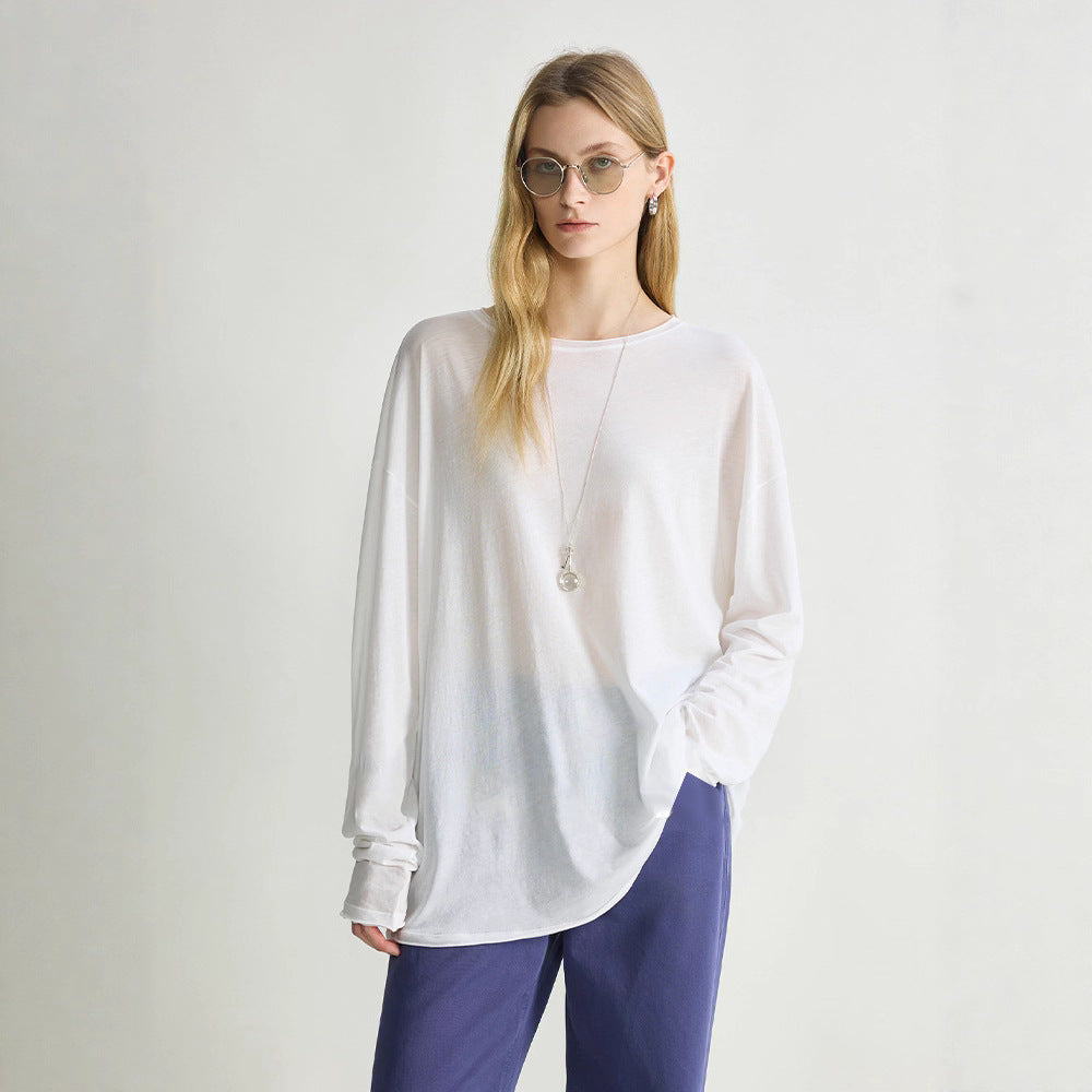 Damen lässiges Langarmshirt aus hochwertigem Baumwollmix Drune
