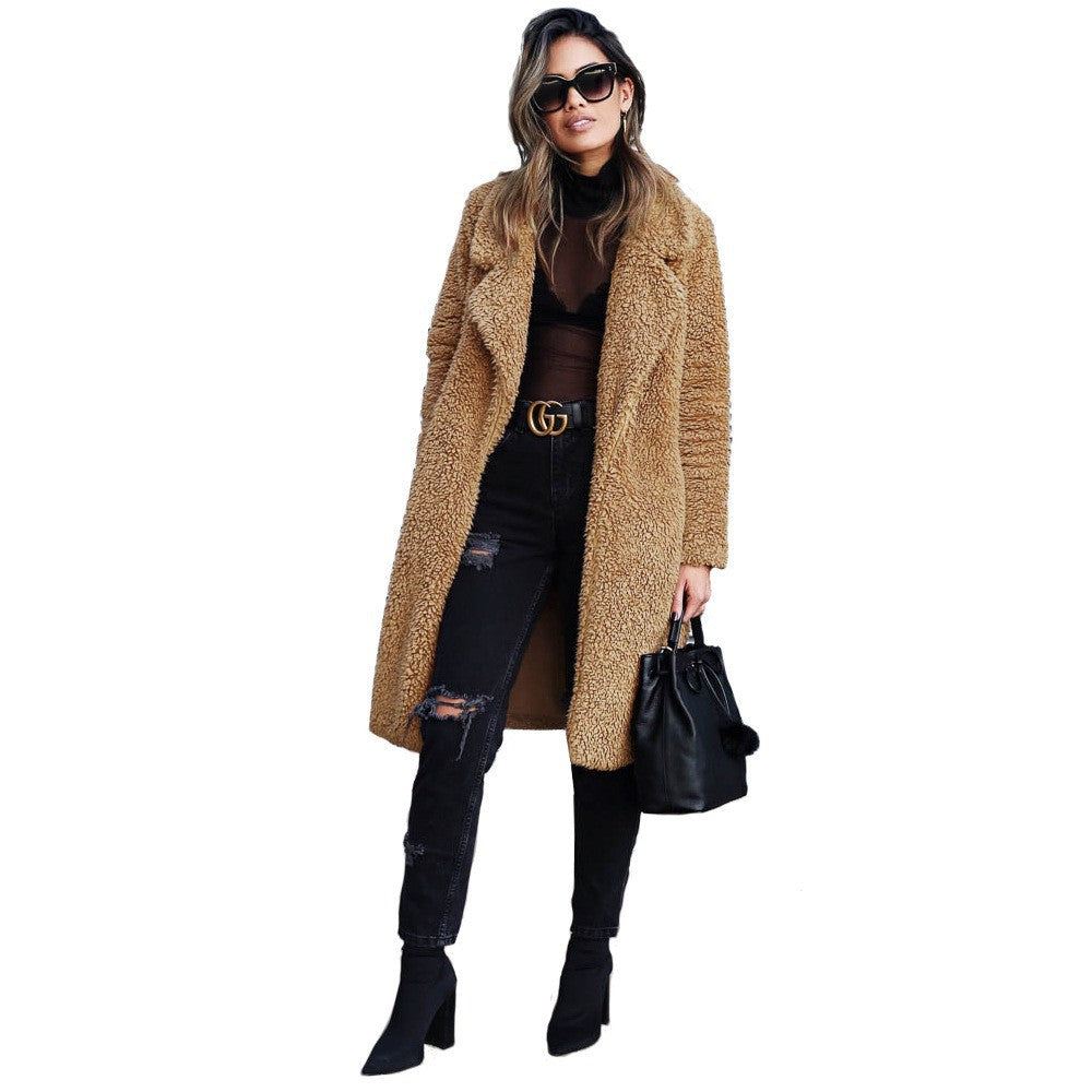 Damen kuscheliger Mantel aus Teddyfell Drune