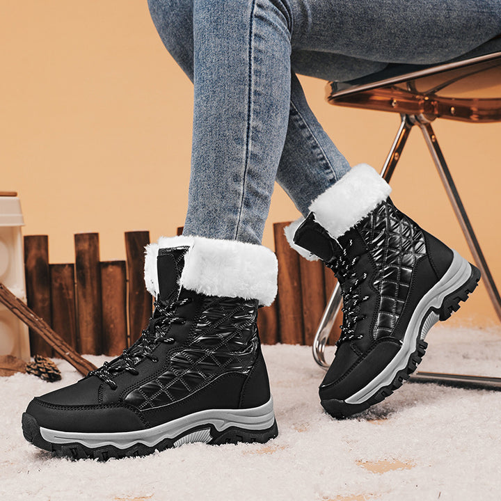 Damen Gefütterte Winterstiefel mit rutschfester Sohle und isolierendem Kunstfell Drune