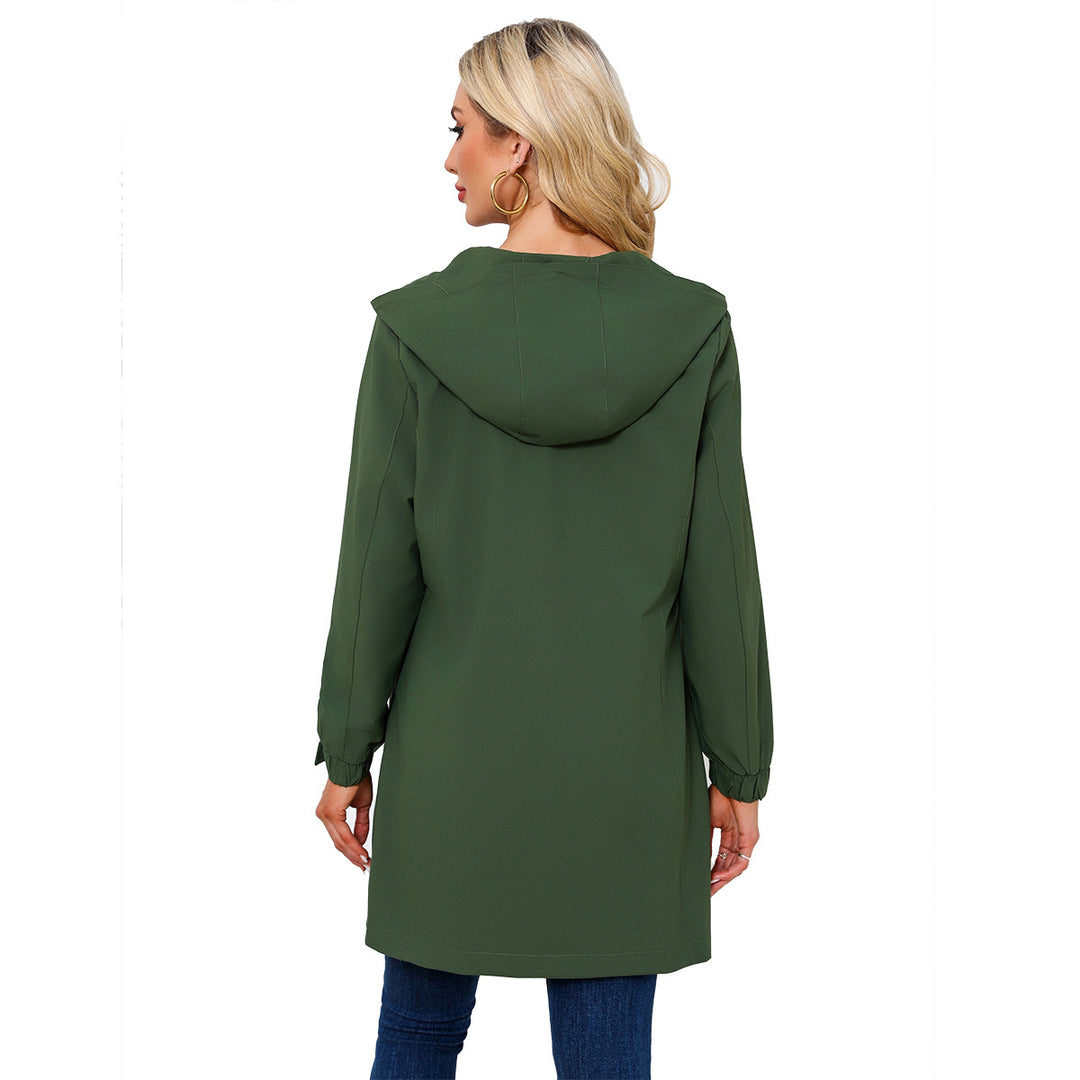 Damen modische Regenjacke mit Kapuze und praktischen Taschen Drune