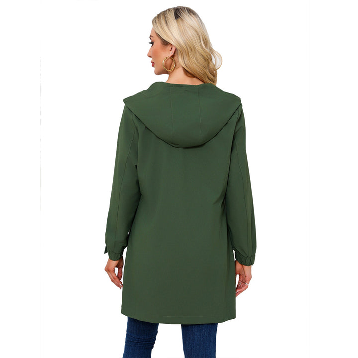 Damen modische Regenjacke mit Kapuze und praktischen Taschen Drune
