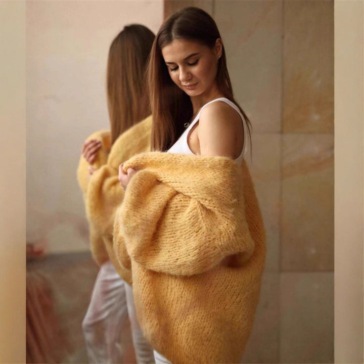 Damen Kuschelige Oversized Strickjacke mit voluminösen Ärmeln Drune