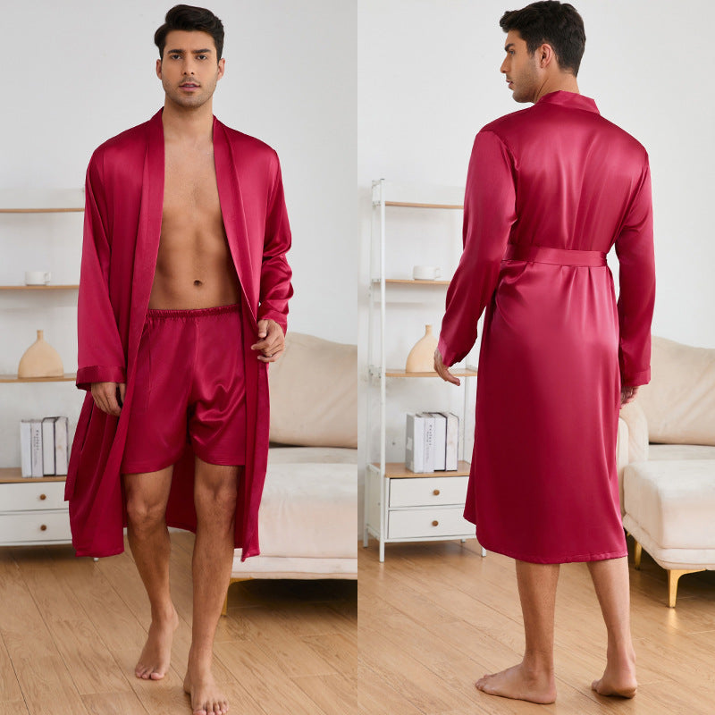 Herren Satin Morgenmantel mit luxuriösem Finish und praktischen Taschen Drune