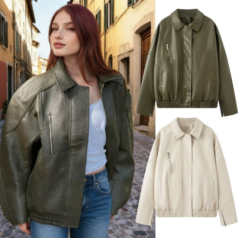 Damen Winterjacke aus hochwertigem Kunstleder Drune