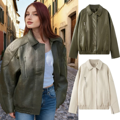 Damen Winterjacke aus hochwertigem Kunstleder Drune