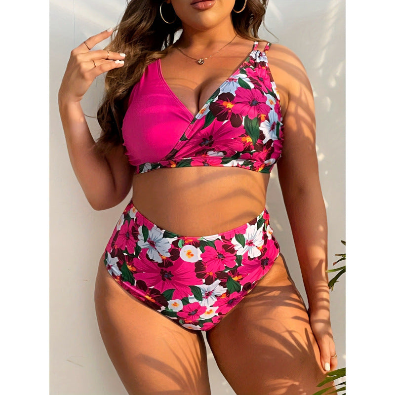 Damen Hochgeschnittener Bikini mit floralem Wickeldesign Drune