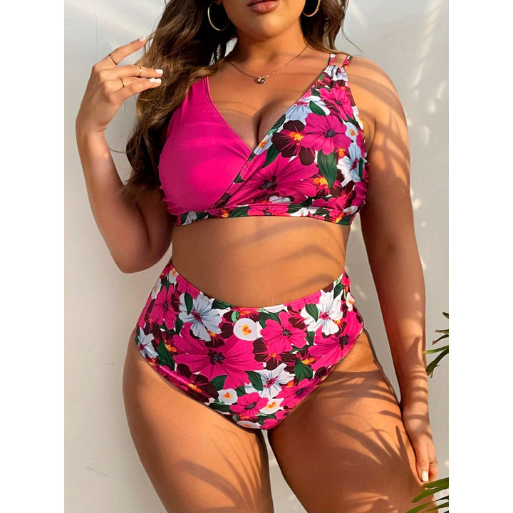 Damen Hochgeschnittener Bikini mit floralem Wickeldesign Drune