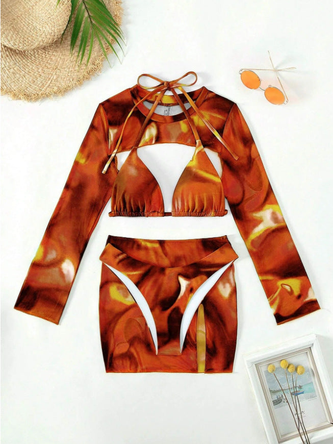 Damen Sport-Bikini-Set mit langen Ärmeln und modischem Schnitt Drune