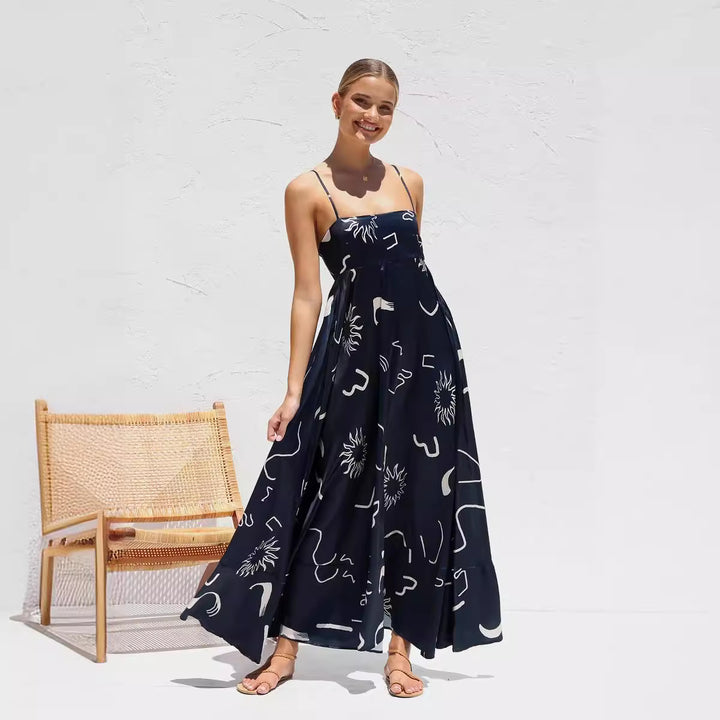 Damen Bohemian Maxikleid mit verspieltem Print und luftiger Silhouette Drune