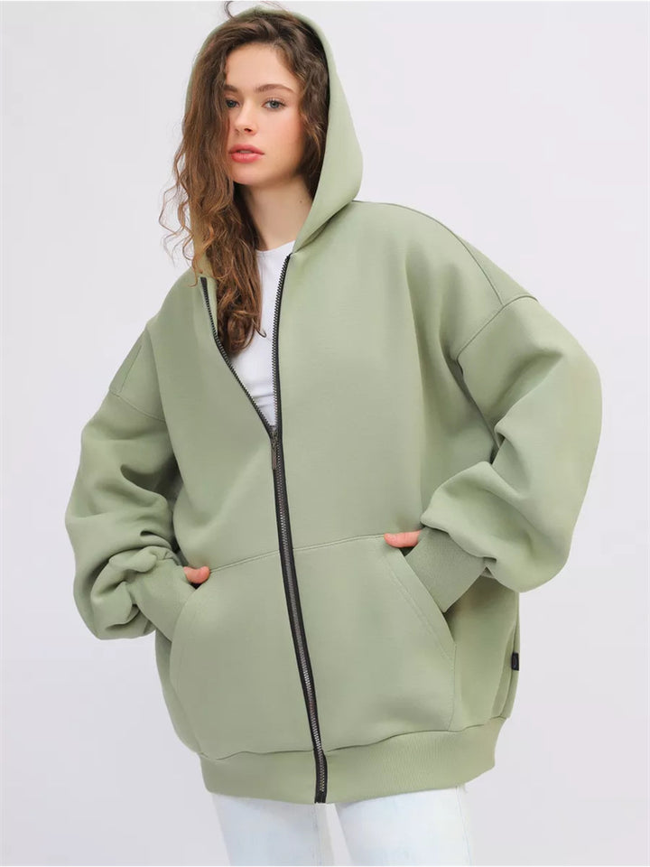 Damen Oversized Kapuzenjacke mit hohen Bündchen und praktischem Reißverschluss Drune