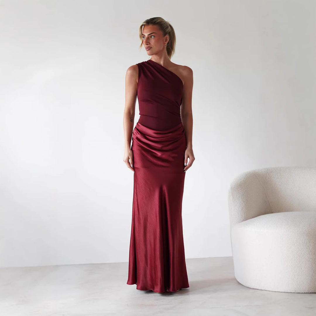 Damen Abendkleid mit asymmetrischem Schnitt und elegantem Drapierungsdesign Drune