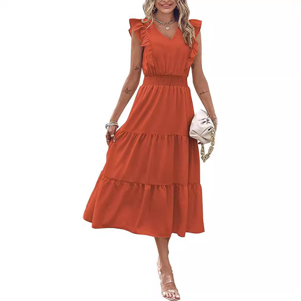 Damen Langarmpuffärmel Kleid mit voluminösem Rock Drune