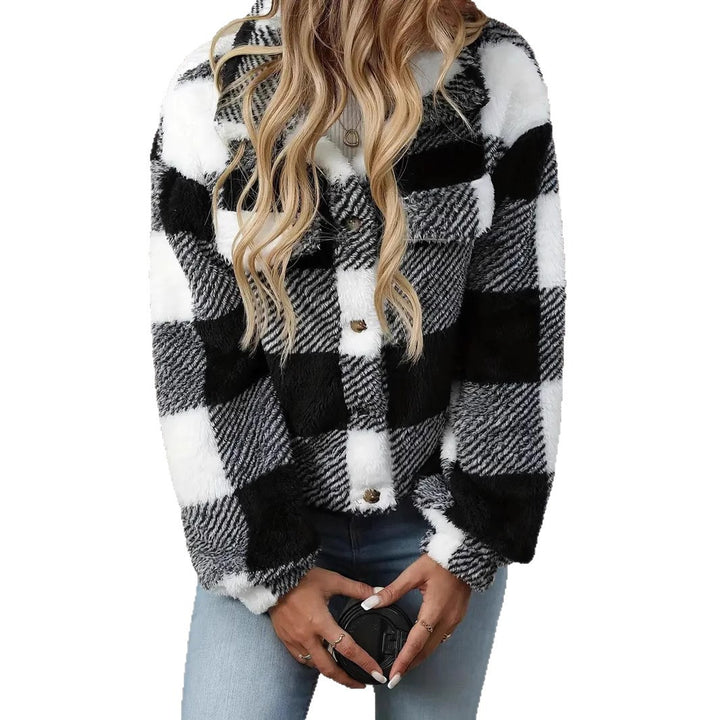 Damen Plüsch-Cool-Freizejacke im Karomuster Drune