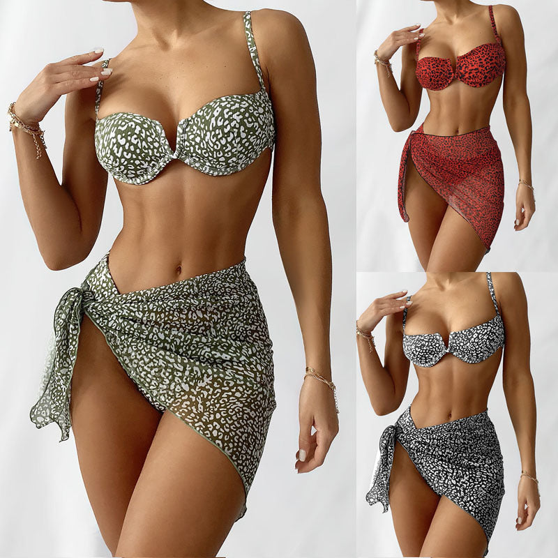 Damen Push-Up-Bikini mit elegantem Leopardenmuster Drune