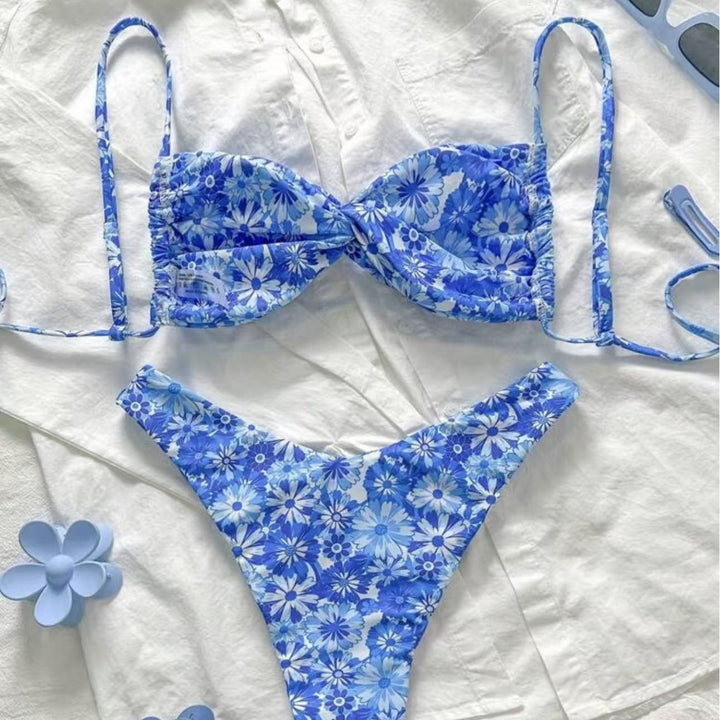 Damen Triangel-Bikini mit floralem Design Drune
