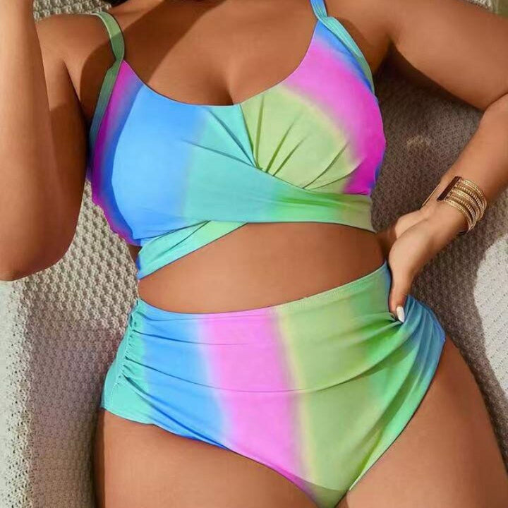 Damen Bikini-Set mit modischer Wickeloptik und hohem Bund Drune
