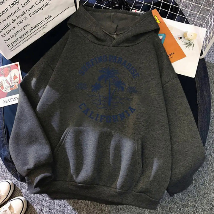 Damen Kapuzenpullover mit lässigem Surf-Motiv und hochwertiger Baumwollmischung Drune