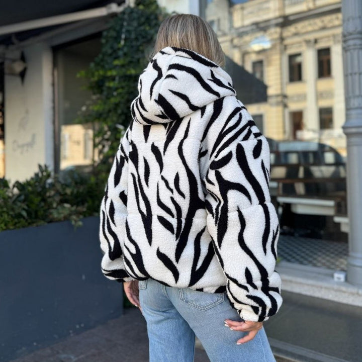 Damen Kuschelige Fleecejacke mit modischem Muster Drune