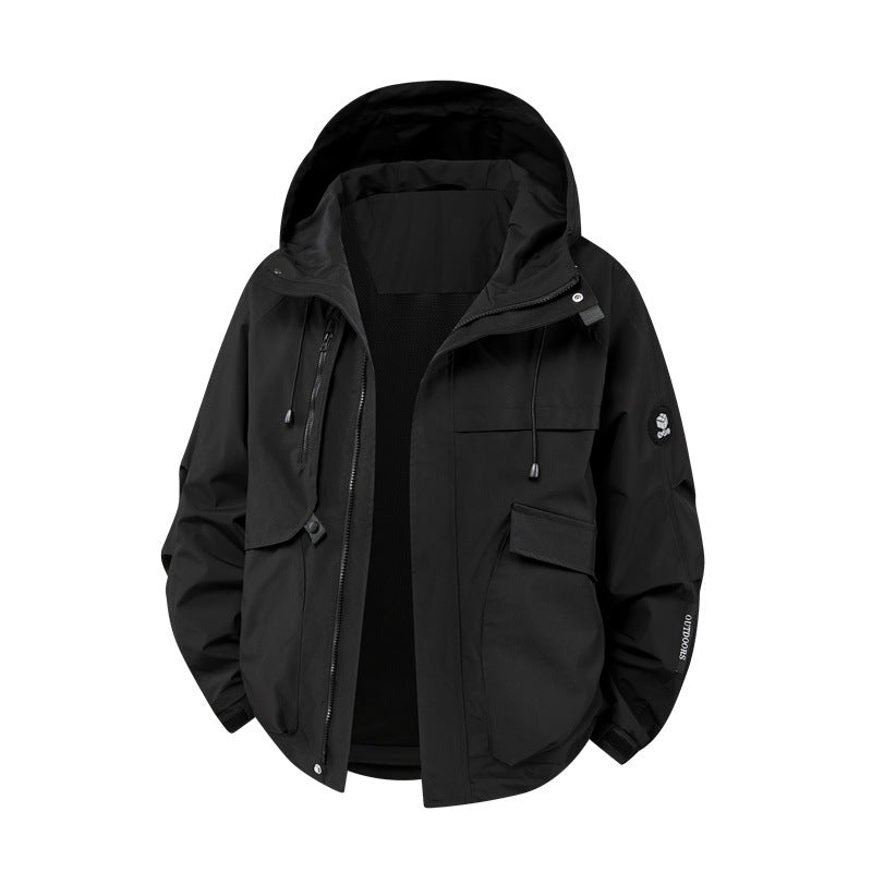 Herren technische Outdoor-Jacke mit wasserdichtem Material und zahlreichen Reißverschlusstaschen Drune
