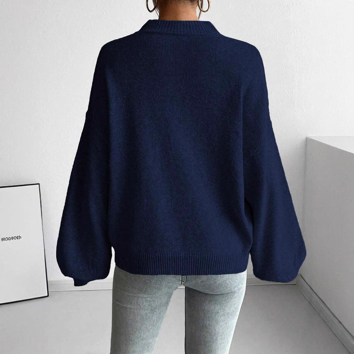 Damen lässiger Pullover mit modischen Ballonärmeln und strukturiertem Stoff Drune