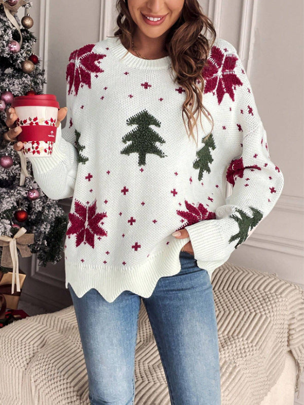 Damen Strickpullover mit festlichem Weihnachtsdesign und skandinavischen Motiven Drune