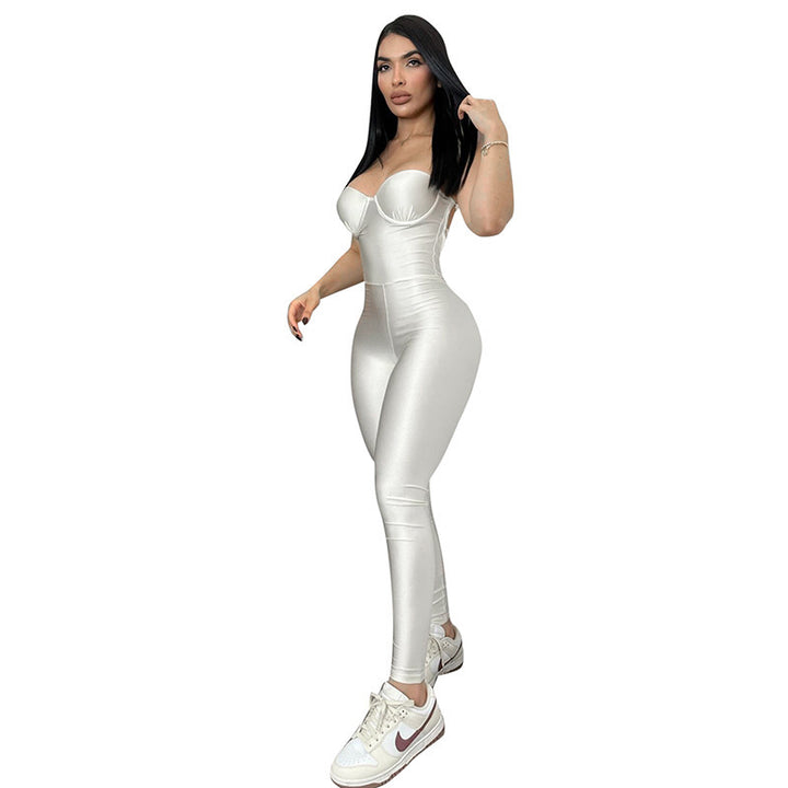 Damen figurbetonter Jumpsuit mit trägerlosem Design und elegantem Schnitt Drune
