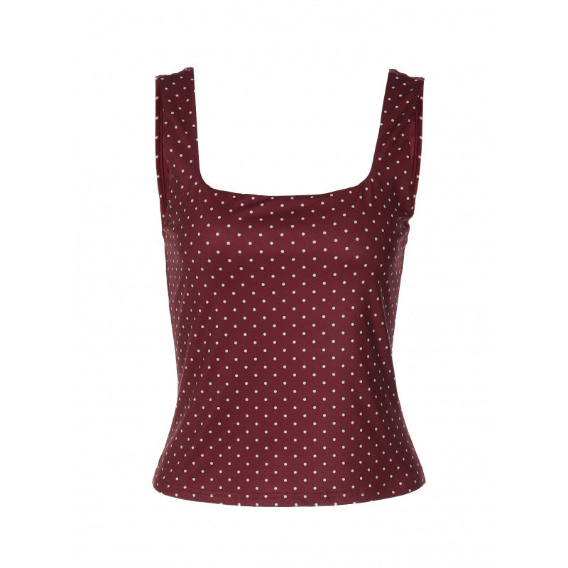 Damen Polka-Dot Top mit schmalem Schnitt und quadratischem Ausschnitt Drune