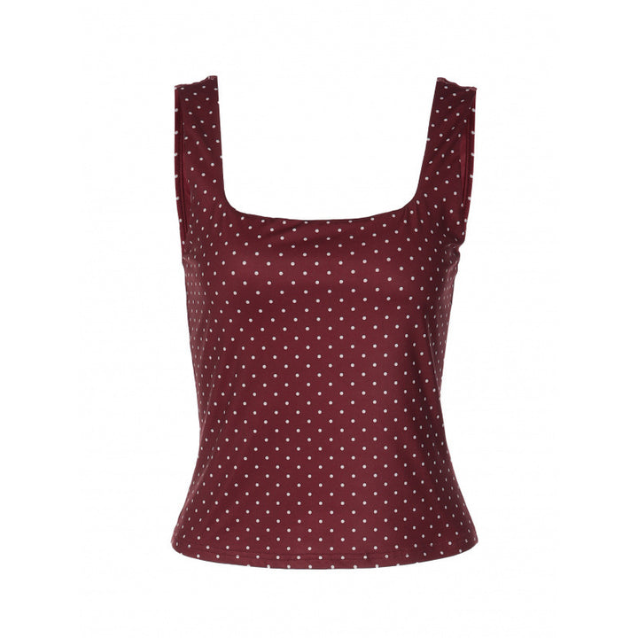 Damen Polka-Dot Top mit schmalem Schnitt und quadratischem Ausschnitt Drune