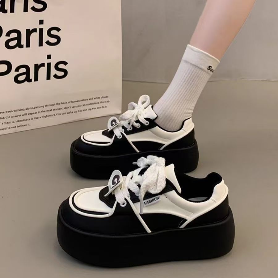 Damen modische Plateau Sneakers mit eleganten Ziernähten und dämpfender Sohle Drune