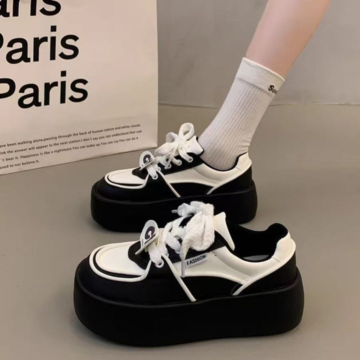 Damen modische Plateau Sneakers mit eleganten Ziernähten und dämpfender Sohle Drune