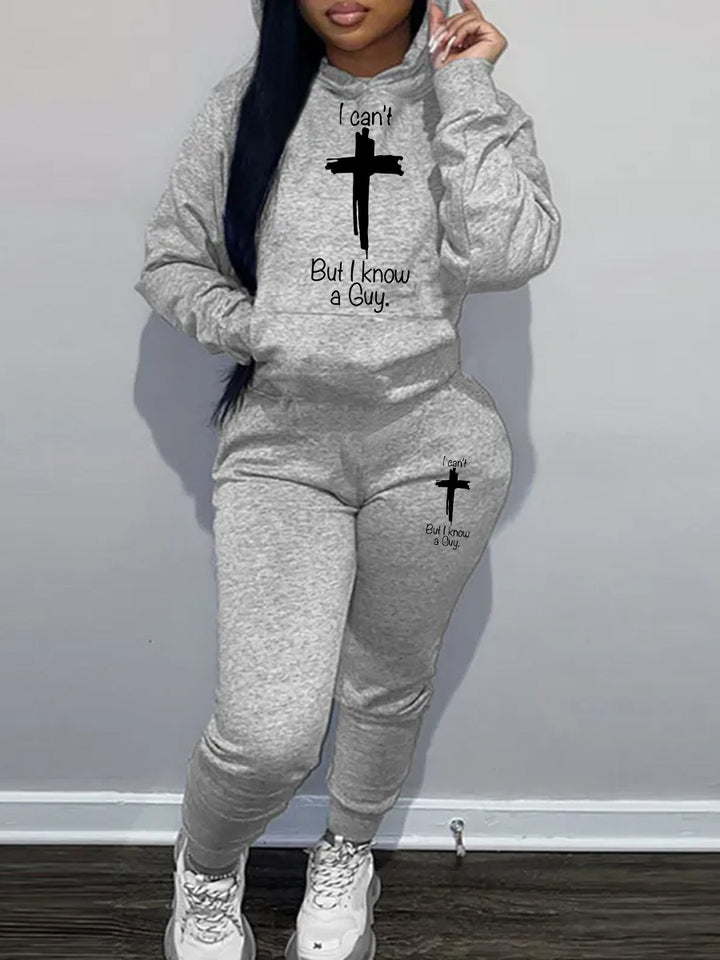 Damen Hoodie- und Jogginghose Set mit inspirierendem Schriftzug Drune