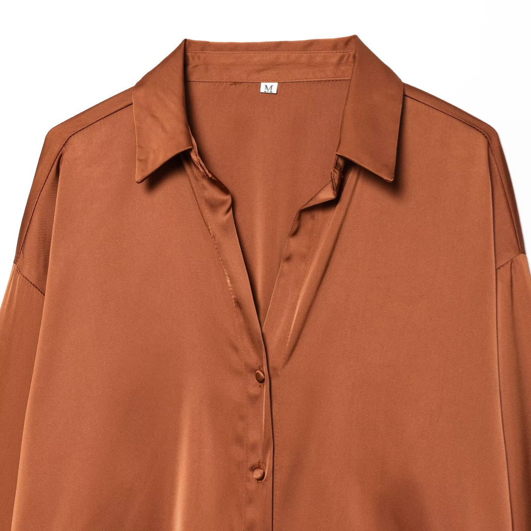 Damen Seidenbluse mit eleganten Federn an den Ärmelabschlüssen Drune