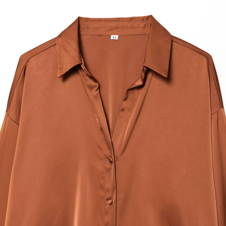 Damen Seidenbluse mit eleganten Federn an den Ärmelabschlüssen Drune