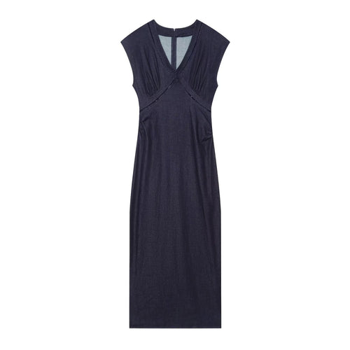 Damen Maxikleid mit elegantem V-Ausschnitt und feinem Drapé Drune
