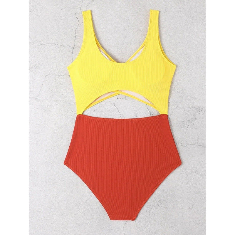 Damen Cut-Out Badeanzug mit hohem Bund und Wickeldesign Drune