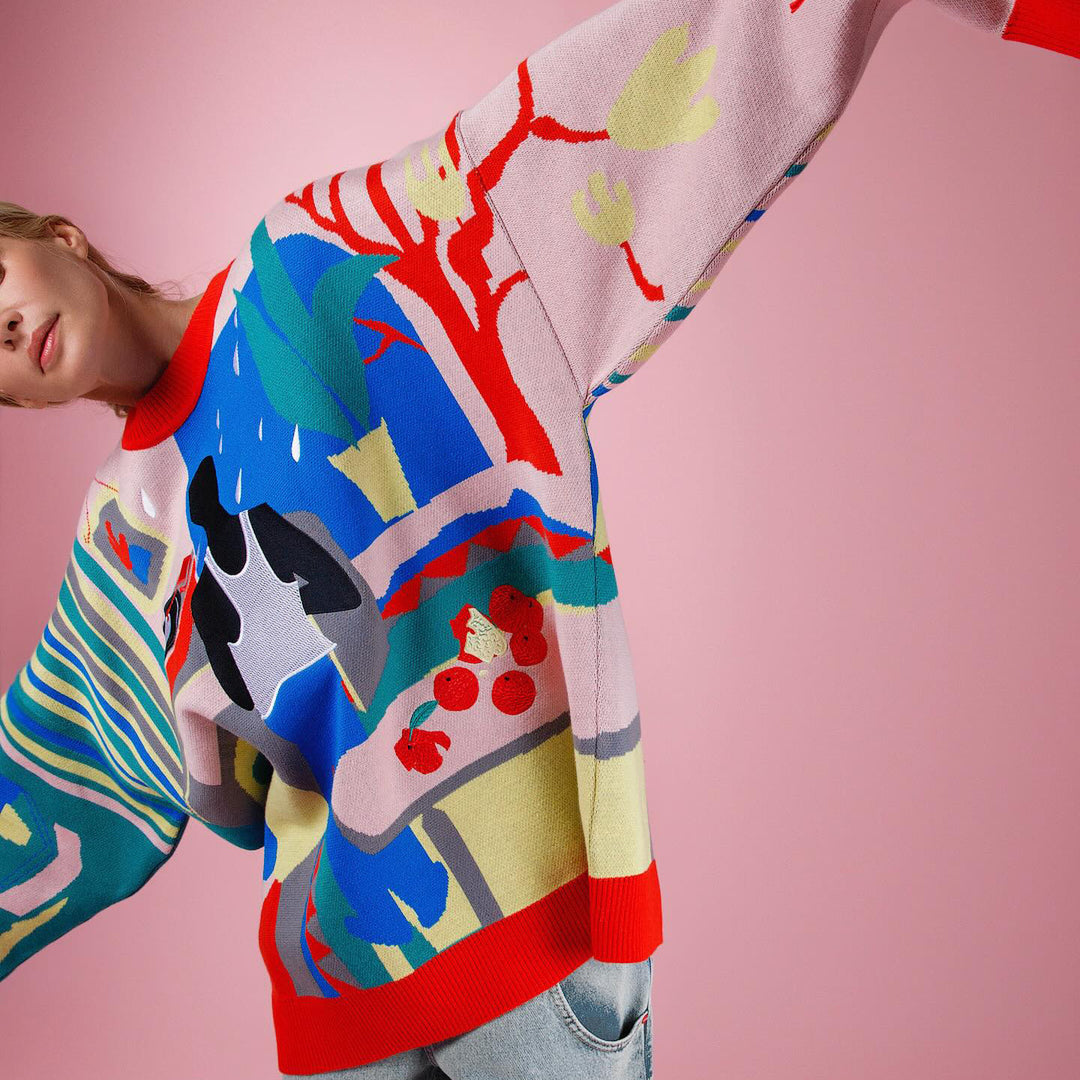 Damen kreativer Pullover mit einzigartigem Kunst-Design Drune