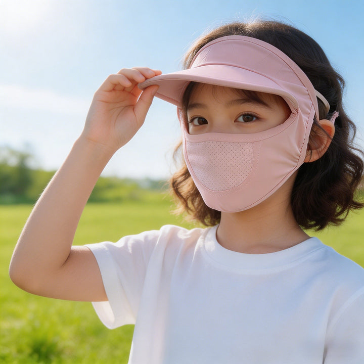 Damen nan Sonnenschutz-Visier mit integrierter atmungsaktiver Gesichtsmaske und verstellbarem Nackenzug Drune