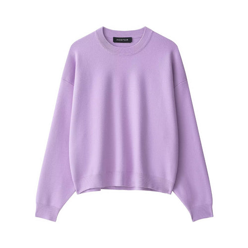 Damen lässiger Sweatpullover mit weitem Schnitt und modernem Rundhalsausschnitt Drune
