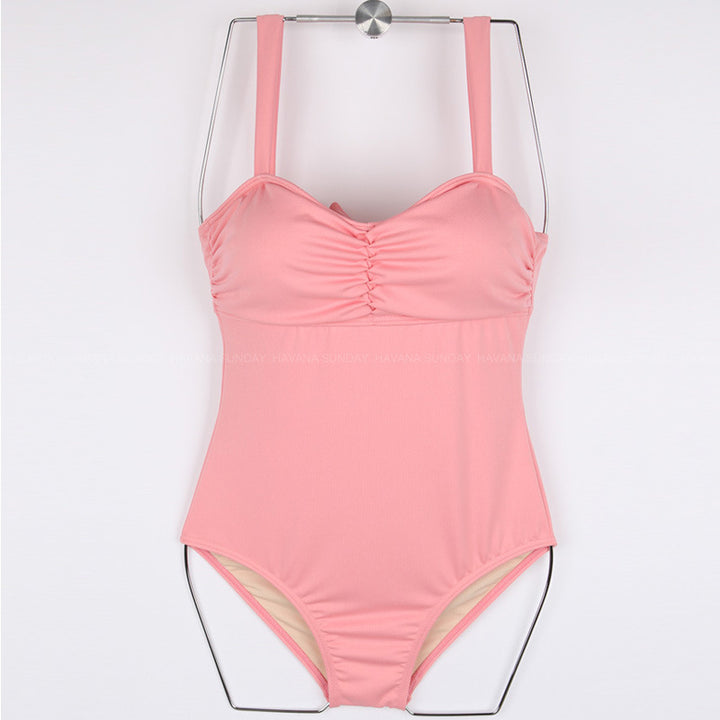 Damen Einteiler Badeanzug mit elegantem Rüschendesign und verstellbaren Trägern Drune