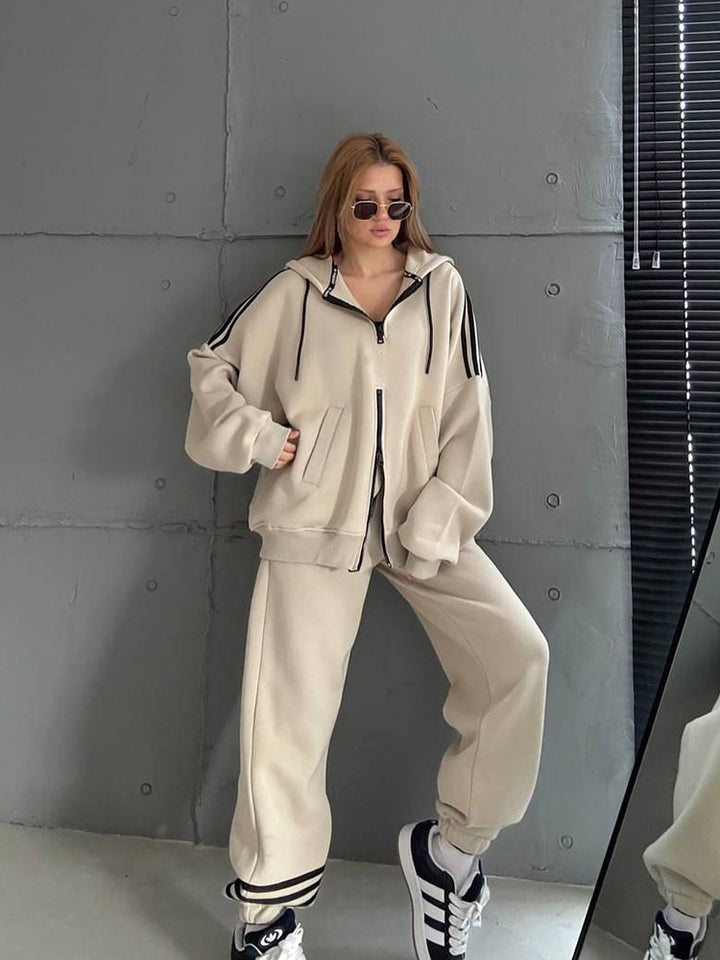 Damen Stylish Hoodie mit doppeltem Reißverschluss und lässigem Schnitt Drune