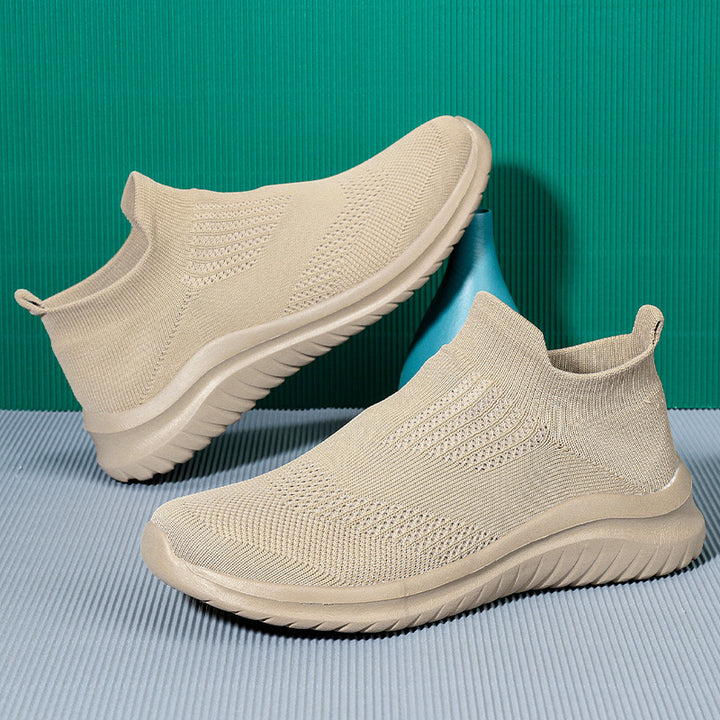 Unisex nan atmungsaktiver Strickslipper Sockenschuh mit elastischem Schaft und stoßdämpfender Sohle Drune