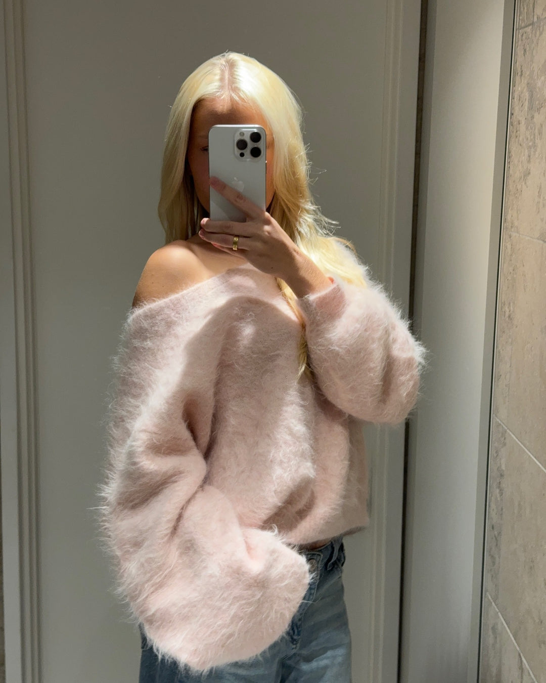 Damen Weicher Pullover aus Mohair-Mix mit oversized Ärmeln Drune