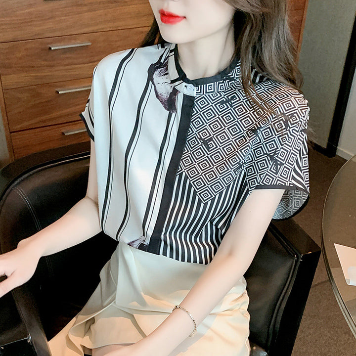 Damen Modische Bluse mit grafischem Muster und eleganten Details Drune