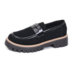 Damen nan modische Plateau-Loafer mit robuster Traktorsohle, gepolstertem Komfortfußbett und eleganter Penny-Lasche Drune