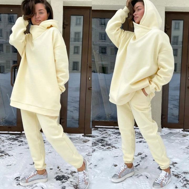 Damen nan Oversize-Hoodie-Set mit Schlauchkragen und thermogefütterter Jogginghose Drune