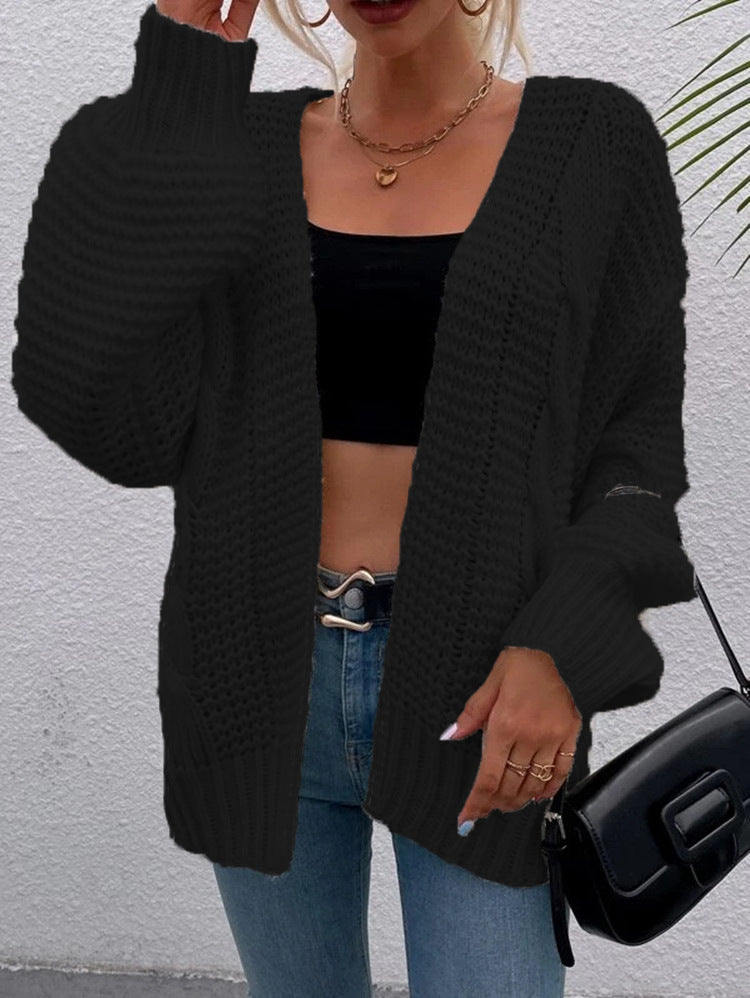 Damen Grobstrick-Cardigan mit bequemen offenen Taschen und lässigem Schnitt Drune